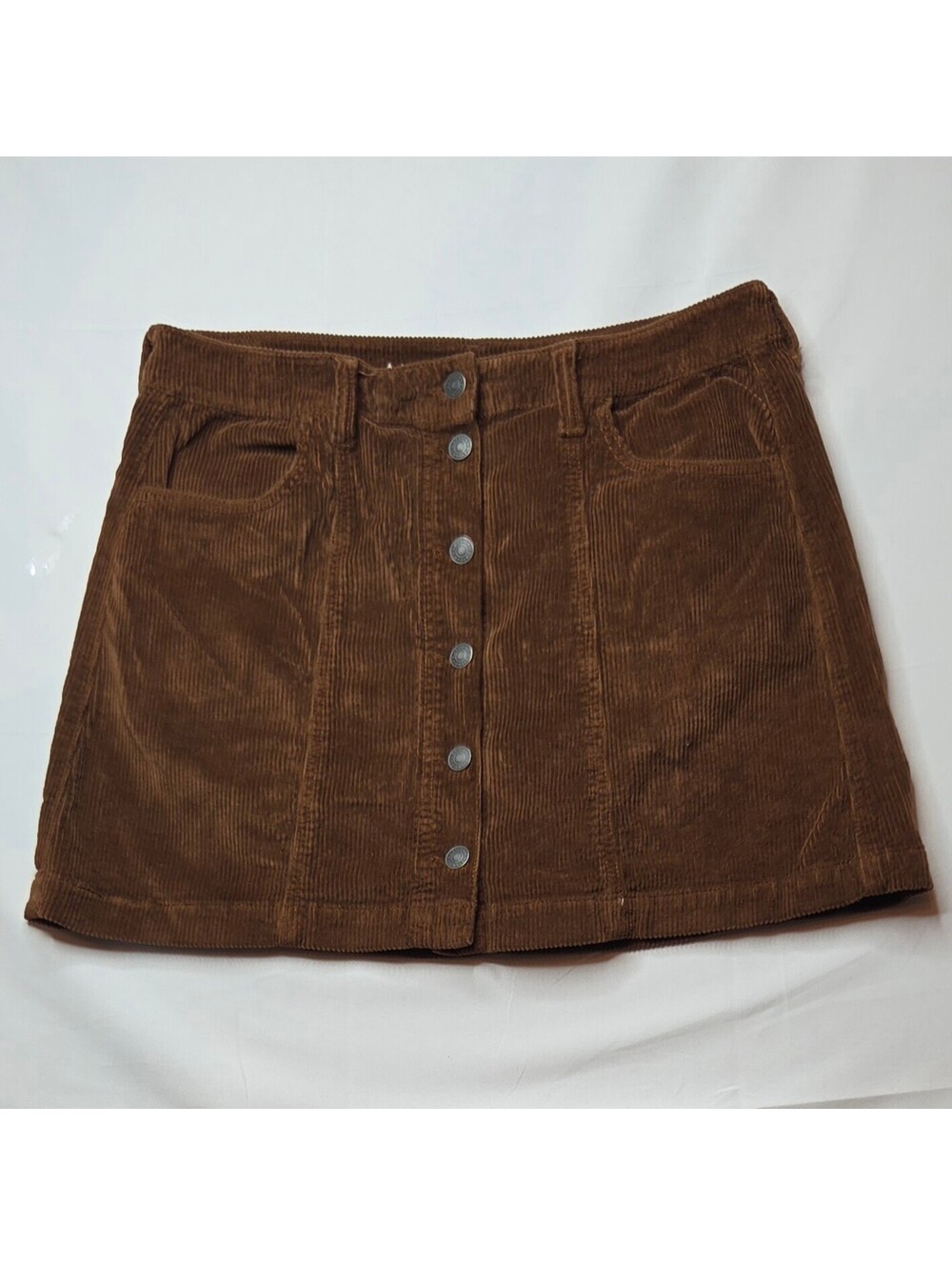 NWOT American Eagle Brown Corduroy Button Front Mini Skirt Size 12